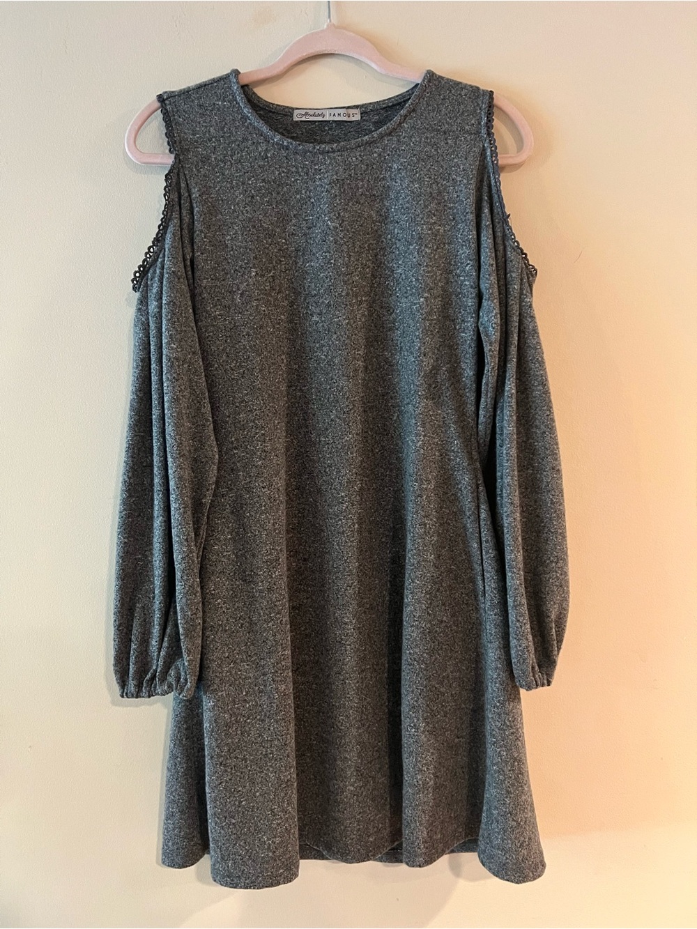 Absolutely Famous Gray Knit Sweater Top